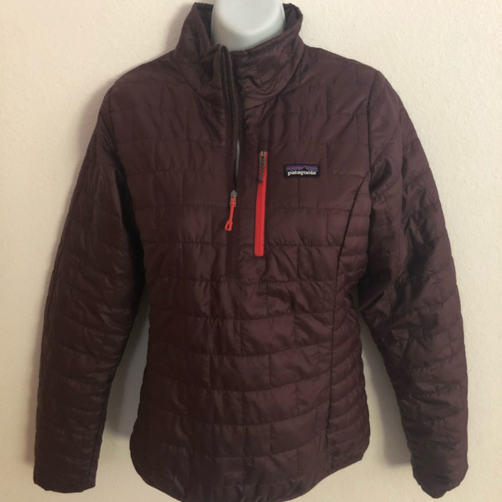 Patagonia Puffer 1/4 Zip Pullover Jacket S Plum